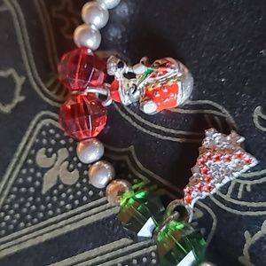 Vintage Holiday Charm Bracelets - Christmas Tree - Snowman - Red/Green